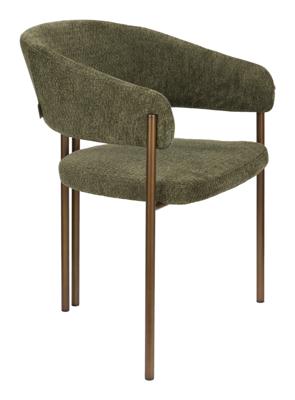 Dutchbone Eetkamerstoel 'Naida' Bouclé, kleur Groen Dutchbone Eetkamerstoel 'Naida' Bouclé, kleur Groen