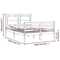 Bedframe met hoofdbord massief hout wit - thumbnail