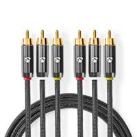 Nedis Composiet Videokabel | 3x RCA Male | 3x RCA Male | 2 m | 1 stuks - CVTB24300GY20 CVTB24300GY20 - thumbnail