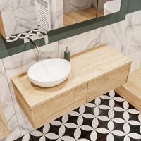 Mondiaz Lush Barco badmeubel Washed oak 120 cm 2 lades mdf 1 waskom links zonder kraangat - thumbnail