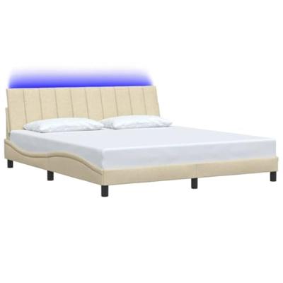 Bedframe zonder matras "Hanko" stof crèmekleurig 180x200 cm