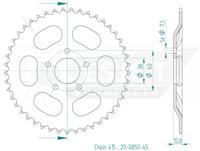ESJOT achtertandwiel "0850" chain wheel 415 45z steel black - thumbnail