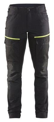 Blåkläder Servicewerkbroek met stretch voor dames 71661845 | Zwart/High-Vis Geel | Maat 34 - 7330509800010