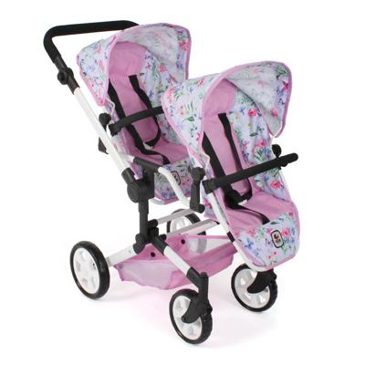 Tweeling Poppenwagen Linus Duo - Flowers