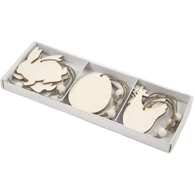 Creativ Company Houten paasdecoraties, 9st.