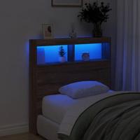 Hoofdbordkast met LED-verlichting 100x17x102 cm bruin eiken - thumbnail