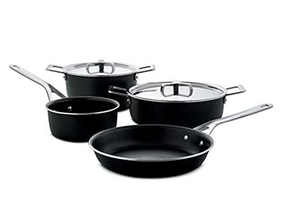 Alessi Pannenset Pots&Pans - AJM100S6 A - Zwart - door Jasper Morrison - 4 Delig