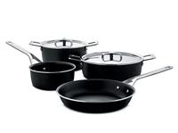 Alessi Pannenset Pots&Pans - AJM100S6 A - Zwart - door Jasper Morrison - 4 Delig - thumbnail