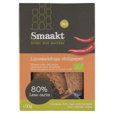 Smaakt Less Carb Lijnzaadchips Chilipeper Smaakt Less Carb Lijnzaadchips Chilipeper