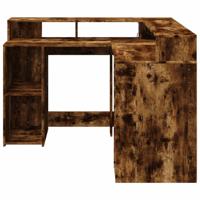 Bureau met LED-verlichting 130x130x91 cm hout gerookt eiken - thumbnail