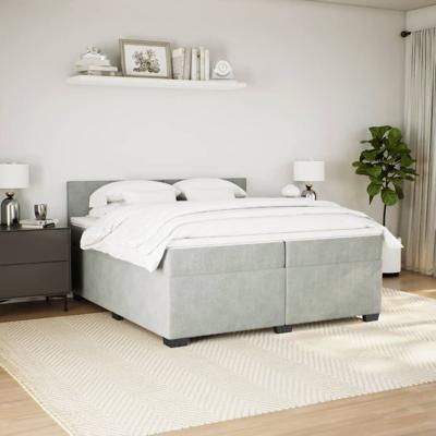 Boxspring met matras fluweel lichtgrijs 200x200 cm