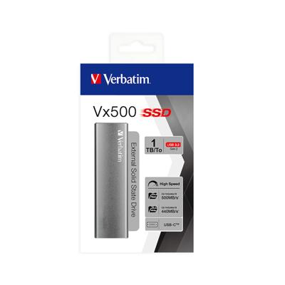 Verbatim Vx500 1 TB Externe SSD harde schijf USB-C 3.2 Gen 2 Grijs 47444 Verbatim Vx500 1 TB Externe SSD harde schijf USB-C 3.2 Gen 2 Grijs 47444