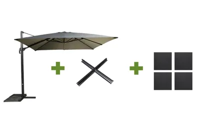 Zweefparasol Virgo Antraciet zonder volant 3x3mtr met Kruisvoet en Parasolvoettegels Zweefparasol Virgo Antraciet zonder volant 3x3mtr met Kruisvoet en Parasolvoettegels