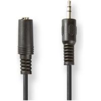 Stereo-Audiokabel | 3,5 mm Male | 3,5 mm Female | Vernikkeld | 2.00 m | Rond | Zwart - thumbnail