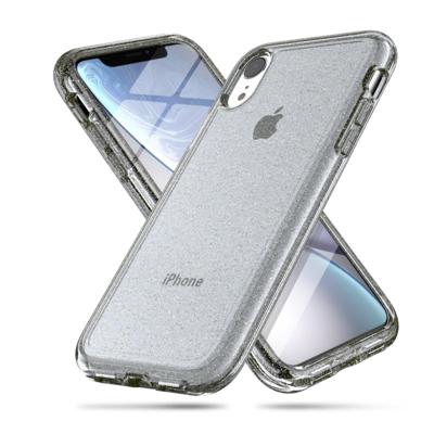 Schokbestendige Terminator stijl glitter poeder beschermer Case voor iPhone XR (grijs)