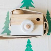 Schattig Nordic opknoping houten camera speelgoed voor kinderen (wit) - thumbnail