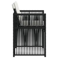 Tuinstoelen 4 st met kussens poly rattan zwart - thumbnail
