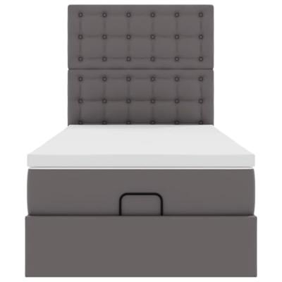 Ottomaanse bed met matras 90x200cm kunstleer grijs