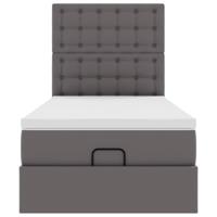 Ottomaanse bed met matras 90x200cm kunstleer grijs - thumbnail