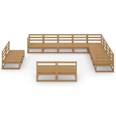 12-delige Loungeset massief grenenhout honingbruin