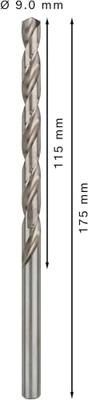 Bosch Accessories 2608596829 HSS Metaal-spiraalboor 9 mm Gezamenlijke lengte 175 mm Geslepen DIN 340 Cilinderschacht 5 stuk(s)