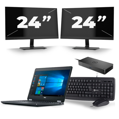 Dell Latitude E5470 - Intel Core i5-6e Generatie - 14 inch - 8GB RAM - 256GB SSD - Windows 11 + 2x 24 inch Monitor