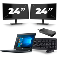 Dell Latitude E5470 - Intel Core i5-6e Generatie - 14 inch - 8GB RAM - 256GB SSD - Windows 11 + 2x 24 inch Monitor - thumbnail
