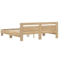 Bedframe met hoofdeinde en LED sonoma eikenkleurig 180x200 cm - thumbnail