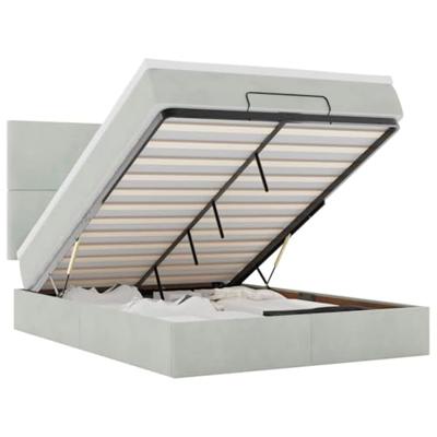 Ottoman bed met matrassen 140x200cm fluweel lichtgrijs