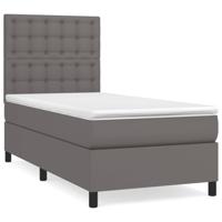 Boxspring met matras kunstleer grijs 80x200 cm - thumbnail
