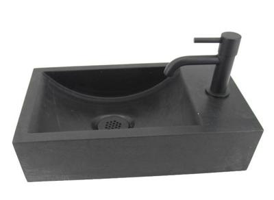 Fonteinset Boss & Wessing Werner Natuursteen Eénhendelkraan En Sifon 40x23x11 cm Mat Zwart Boss & Wessing