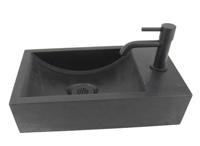 Fonteinset Boss & Wessing Werner Natuursteen Eénhendelkraan En Sifon 40x23x11 cm Mat Zwart Boss & Wessing - thumbnail