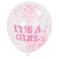 Haza Witbaard confetti ballonnen meisje, 6st. - thumbnail