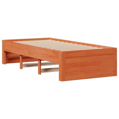 Bed met boekenkast zonder matras grenenhout wasbruin 100x200 cm - thumbnail