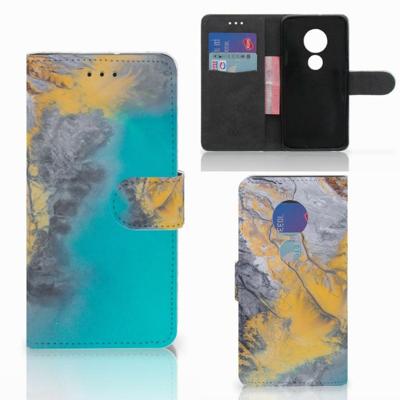 Motorola Moto G7 Play | Bookcase | Marble Blue Gold