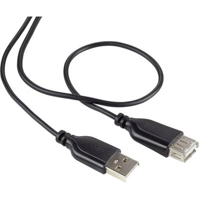 Renkforce RF-4080795 USB-kabel USB 2.0 USB-A stekker, USB-A bus 1.00 m Zwart SuperSoft-mantel