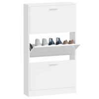 VidaXL Schoenenkast 59x17x108 cm bewerkt hout hoogglans wit - thumbnail