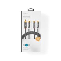 Stereo-Audiokabel | 2x RCA Male - 2x RCA Female | Gun Metal Grey | Gevlochten kabel - thumbnail