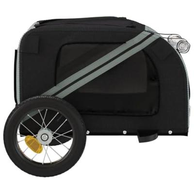 Hondenfietstrailer oxford stof en ijzer grijs en zwart - thumbnail