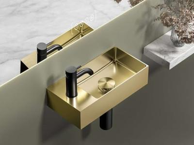 Wastafel Roestvrije Staal incl. Afvoer Sapho Aurum 36,5x18 cm Goud Mat Wastafel Roestvrije Staal incl. Afvoer Sapho Aurum 36,5x18 cm Goud Mat