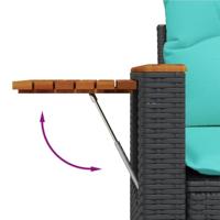 10-delige Loungeset met kussens poly rattan zwart - thumbnail