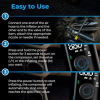 AutoSky EZ2 Compressor Bandenpomp - Draagbare Luchtcompressor - thumbnail