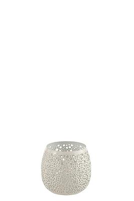 J-Line theelichthouder Geperforeerd - metaal - wit J-Line theelichthouder Geperforeerd - metaal - wit