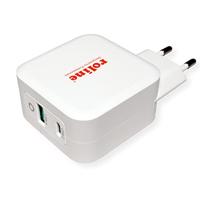 ROLINE USB Oplader met Eurostekker, 2 poorten (Type-A QC3.0, Type-C PD), 65W - thumbnail