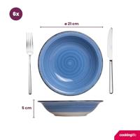 Cookinglife Serviesset Delice Blauw 18-delig / 6 personen - 6 dinerborden, 6 diepe borden en 6 ontbijtborden - thumbnail