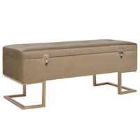 Bankje met opbergvak 105 cm fluweel beige - thumbnail