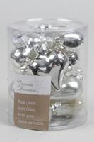 Decoris kersthangers glas hart 12st zilver - thumbnail