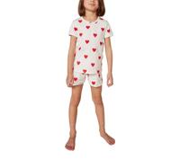 Pyjacourt voor meisjes met hartje en korte mouwen PETIT BATEAU in biokatoen hartjesmotief - thumbnail