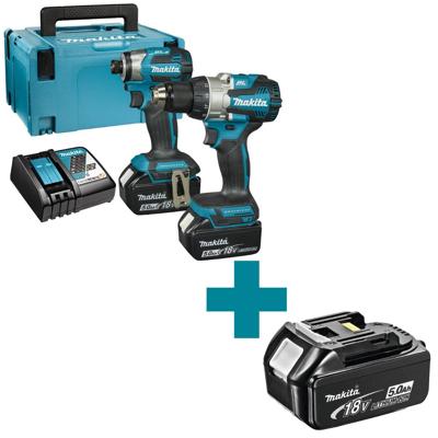 Makita DLX2527TJ 18V Combopack DDF489 Accuboormachine + DTD173Z Slagschroevendraaier 5,0 Ah accu (2 st), in Mbox Makita DLX2527TJ 18V Combopack DDF489 Accuboormachine + DTD173Z Slagschroevendraaier 5,0 Ah accu (2 st), in Mbox