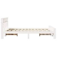 Bedframe met hoofdeinde Wit 150 x 200 cm Massief grenenhout - thumbnail